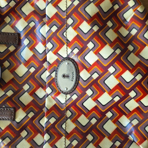 Fossil Key Per Retro Coated Canvas Crossbody Purse Boho - Picture 2 of 9